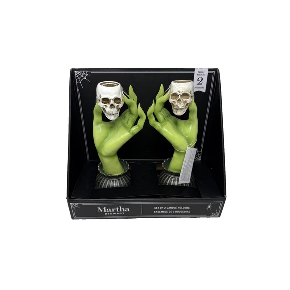 Martha Stewart Other - Martha Stewart Taper Candle Holders Halloween Decor Witch Hands And Skulls New